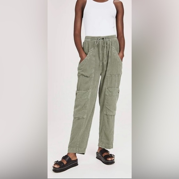 Free People Feeling Good Utility Pull-On Pants in the color Eden - Picture 2 of 10